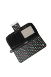 Damski Duży Portfel Na Suwak Kropki Czarny Lunelly
