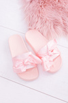 Damskie Różowe Klapki Z Kokardką Hurrem