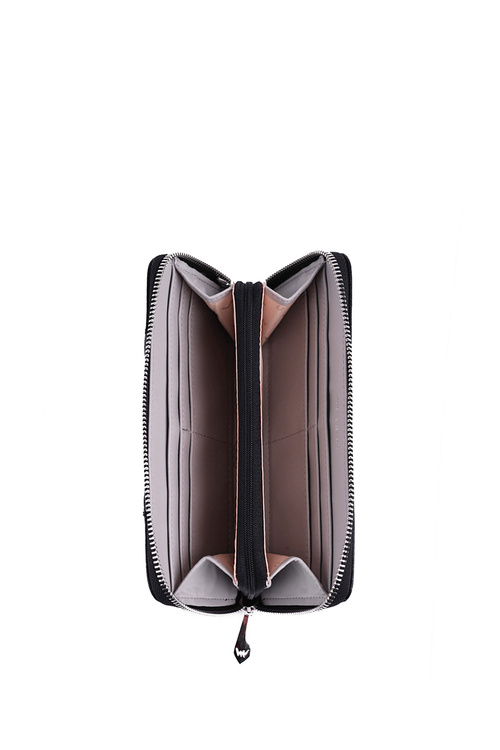 Duży Portfel Na Suwak W Kropki Czarny Reine