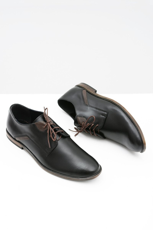 Męskie Półbuty Bednarek Eleganckie Skórzane Czarne Edgardo