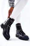 Ocieplane Botki Workery Z Ćwiekami Czarne Nephele