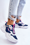 Damskie Lekkie Sportowe Buty Big Star LL274376 Biało-Granatowe 