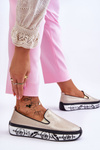 Damskie Skórzane Tenisówki Slip-On Złote Ottavia