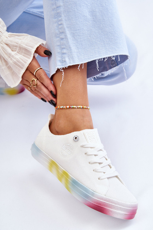 Damskie Trampki Z Kolorową Platformą Big Star LL274237 Białe