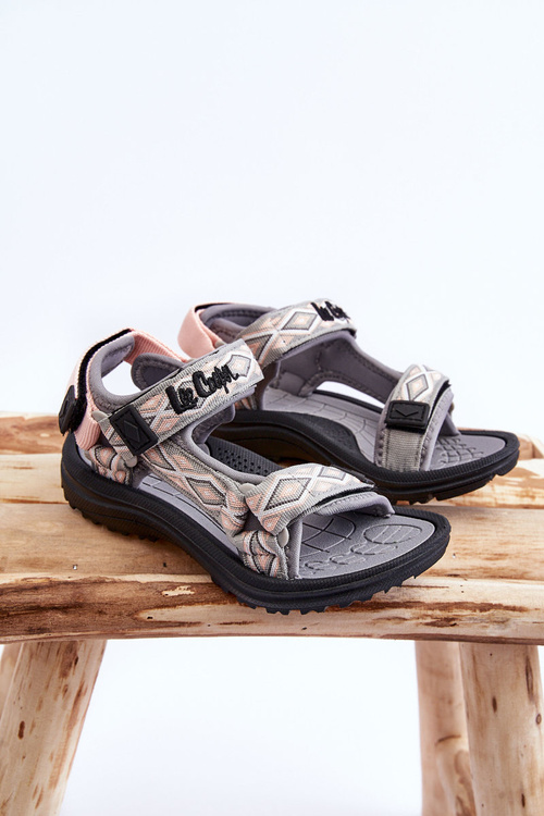 Dziecięce Sandałki Lee Cooper LCW-23-34-1681 Szaro-Różowe