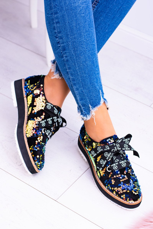 Lu Boo Damskie Półbuty Zamsz Multikolor Moonlight