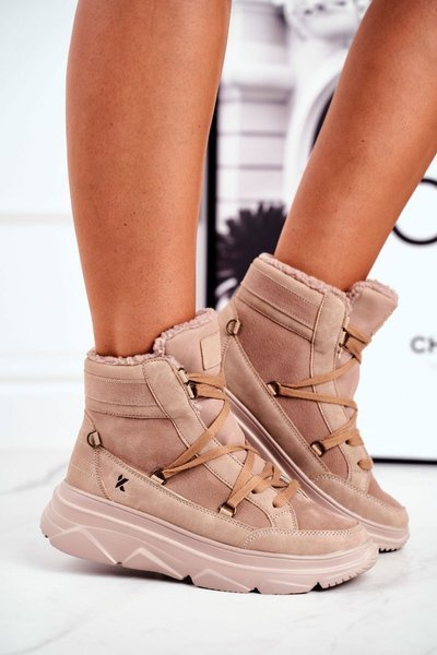 Damskie Sneakersy Śniegowce Beżowe Missy