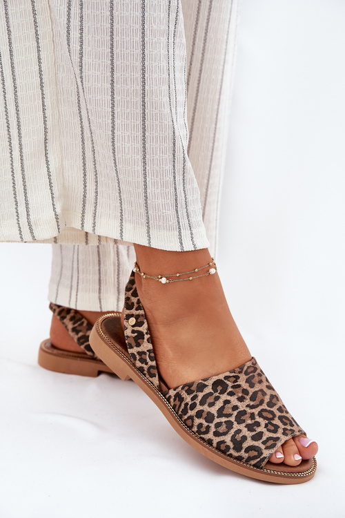 Zazoo 40327 Skórzane Wsuwane Sandały Panterka