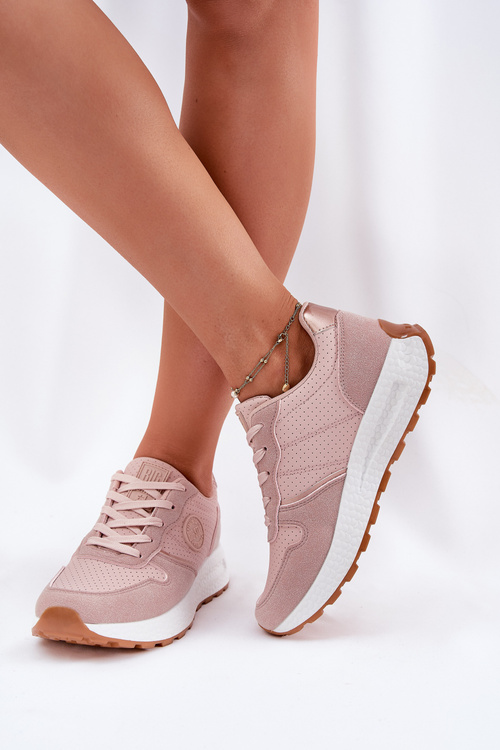 Sneakersy Damskie Na Platformie Big Star RR274489 Hi-Poly System Różowe