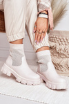 Damskie Skarpetkowe Botki Workery Ecru Stormy