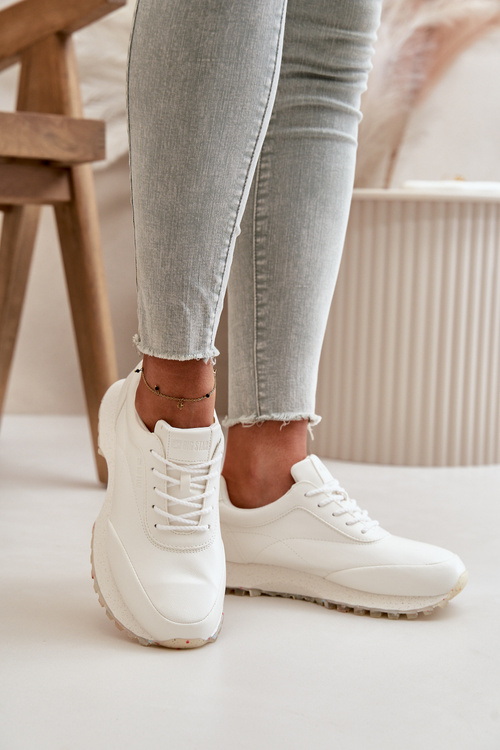 Damskie Sneakersy Buty Sportowe Z Eko Skóry Big Star OO274023 Hi-Poly System Białe