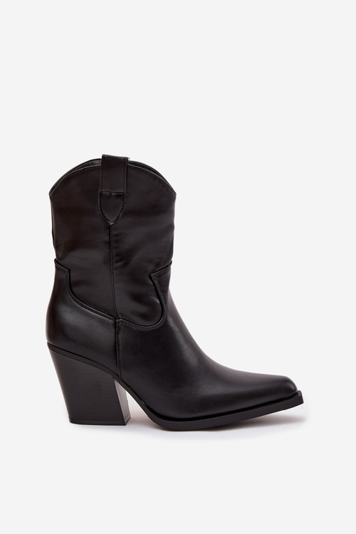 Botki Kowbojki Damskie Eko Skórzane Na Słupku Czarne Morelia