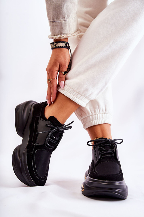 Damskie Sneakersy Sportowe Buty Czarne New Horizon