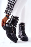 Ocieplane Botki Workery Z Ćwiekami Czarne Nephele