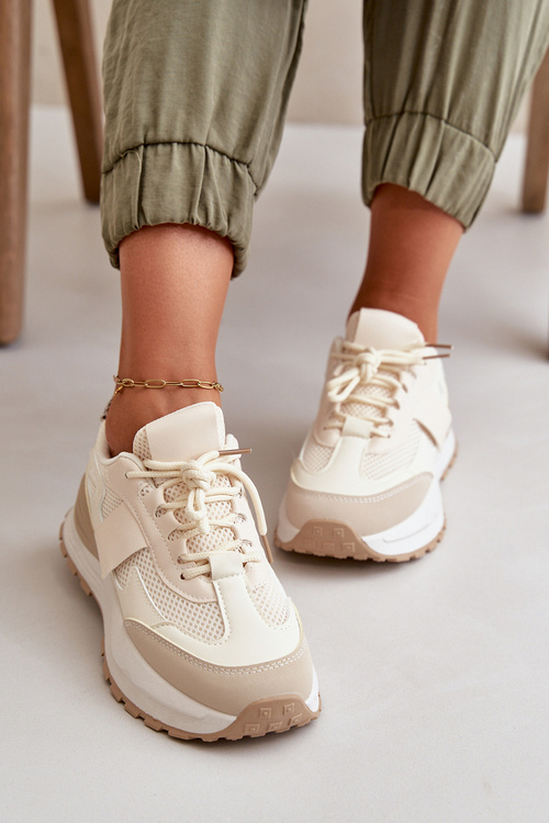 Sneakersy Damskie Na Platformie Beżowe Nevelaine