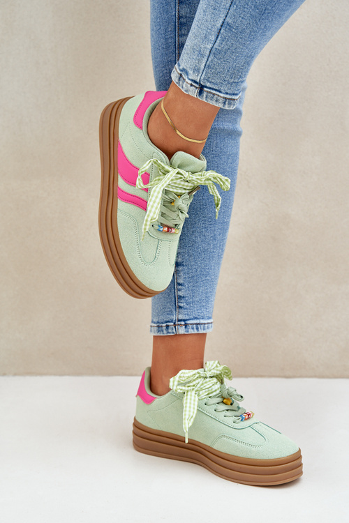 Sneakersy Damskie Z Przypinkami Miętowe Jariana