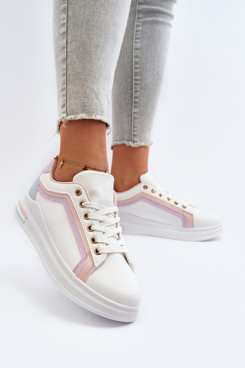 Sneakesy Damskie Z Brokatem Różowe Elnami