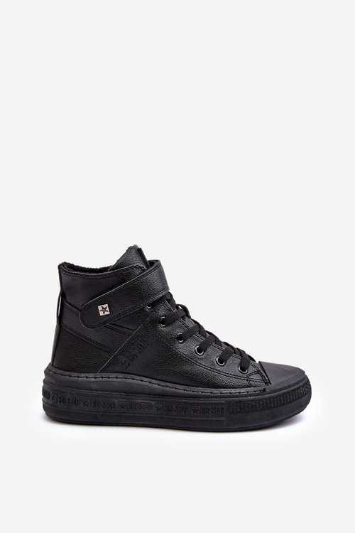 Trampki Damskie Ocieplane Na Platformie Big Star Czarne MM274008