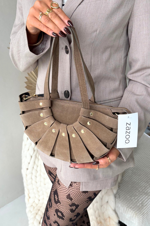 Torebka Z Naturalnego Zamszu Beżowa Marivane