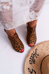 Sandały Damskie Na Słupku Z Cholewką Peep Toe Leopard Esta