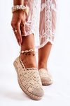 Damskie Ażurowe Espadryle Wsuwane Beżowe Letisa