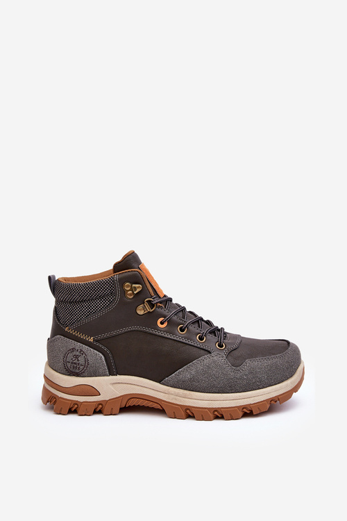 Męskie Buty Trekkingowe Trapery Sznurowane Szare Salomene