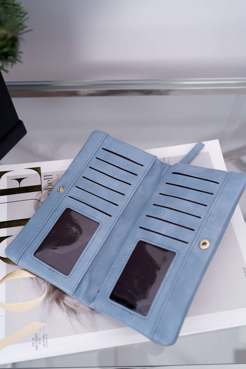 Portfel Damski Duży Niebieski na Zatrzask