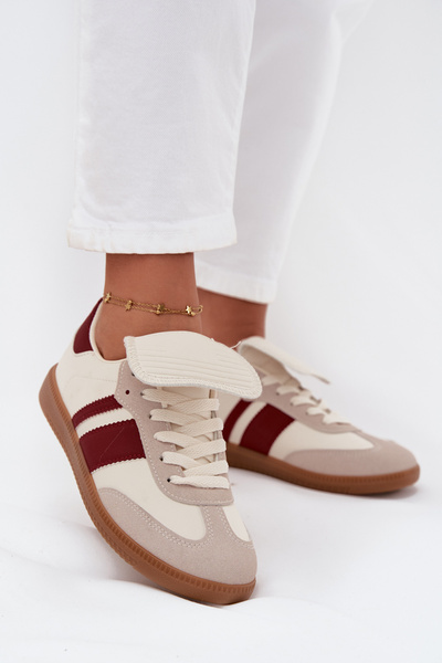 Niskie Sneakersy Damskie Z Wywiniętym Językiem Bordowe Ardira