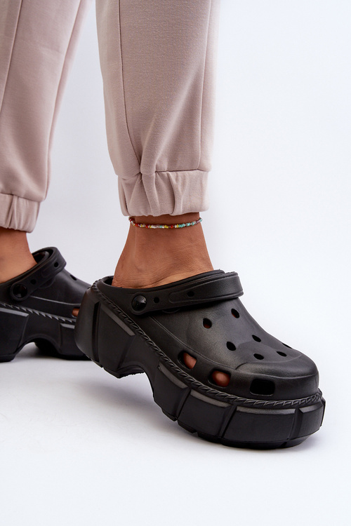 Klapki Damskie Piankowe Na Masywnej Podeszwie Czarne Witima