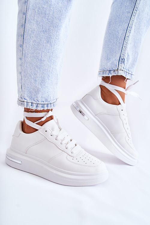 Klasyczne Skórzane Buty Sportowe Białe Jennys