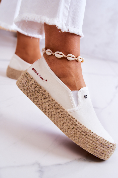 Damskie Espadryle Na Platformie Cross Jeans JJ2R4013C Białe