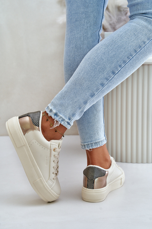 Ocieplane Trampki Damskie Na Platformie Big Star OO274A454 Beżowe