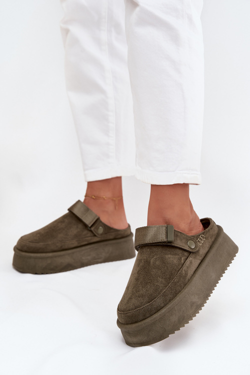 Śniegowce Damskie Na Platformie Z Rzepem Ciemnozielone Jorielle