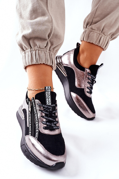 Sportowe Damskie Buty Sneakersy Czarne Aduan