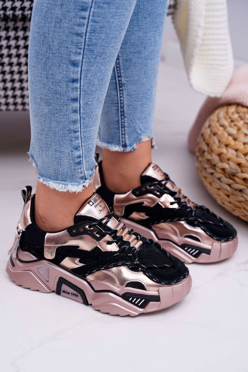 Damskie Sportowe Obuwie Big Star by Daniel Lopez Czarno Złote FF274A528