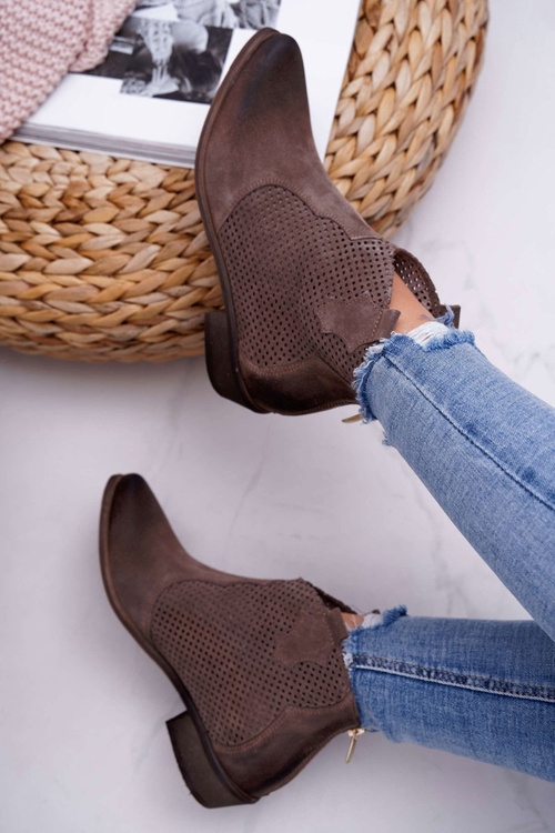 Botki Damskie Beżowe Skórzane Exquisite 1166