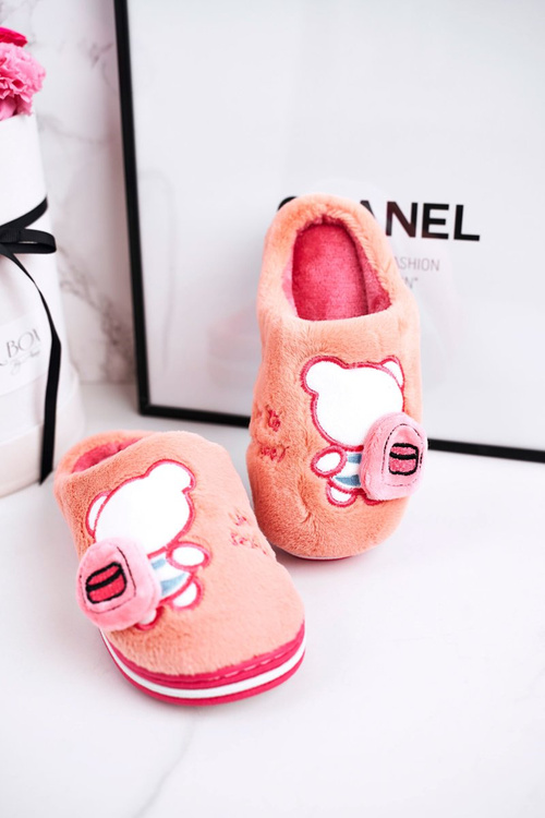 Dziecięce Klapki Papcie Z Misiem Różowe Go To School