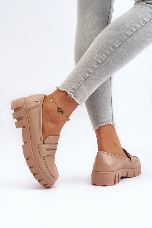 Damskie Mokasyny Eko Skóra Beżowe Seravisa