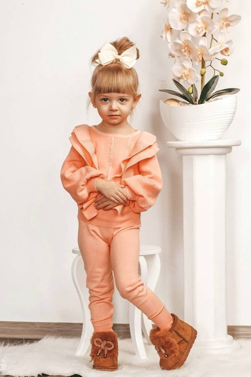 Dziecięce Śniegowce Ocieplane Futerkiem Zamszowe Karmelowe Amelia