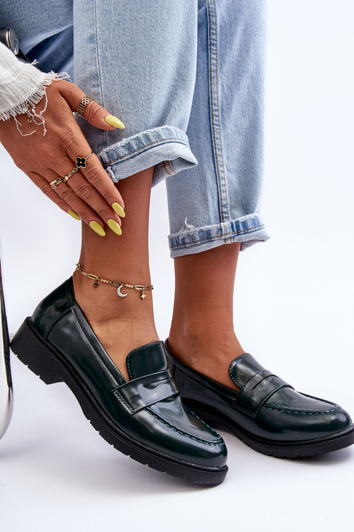 Klasyczne Damskie Mokasyny Zielone Faradays