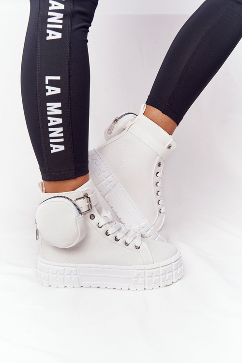 Damskie Tenisówki Na Platformie Z Nerką Białe Popcorn