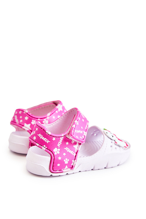 Dziecięce Lekkie Sandały Z Ozdobami Biało-Różowe Trusty