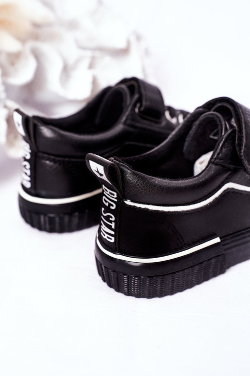 Dziecięce Skórzane Trampki Na Rzep BIG STAR HH374029 Czarne