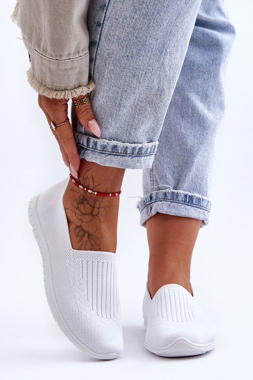 Damskie Trampki Tenisówki Wsuwane Białe Lento