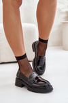 Lakierowane Mokasyny Loafersy Damskie D&A JC42-62 Czarne
