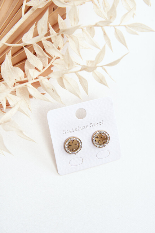 Kolczyki Ze Stali Nierdzewnej Koniczynki Złote