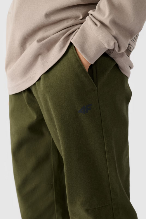 Chłopięce Spodnie Joggery Casual Gładkie 4F 4FJWMM00TTROM0812-43S Khaki