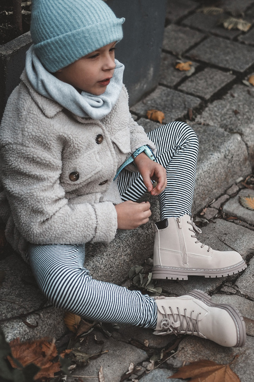 Dziecięce Botki Trapery Na Suwak Beżowe Bansi