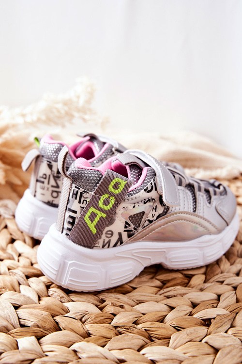Dziecięce Sportowe Buty Na Rzepy Srebrne Vibo