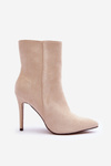 Zamszowe Botki Na Szpilce Jasnobeżowe Eberpia
